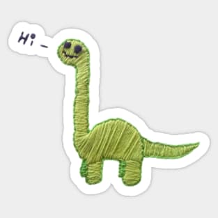 Derpy Dino Says Hi ( But It's Embroidery So It's Fancy) Sticker